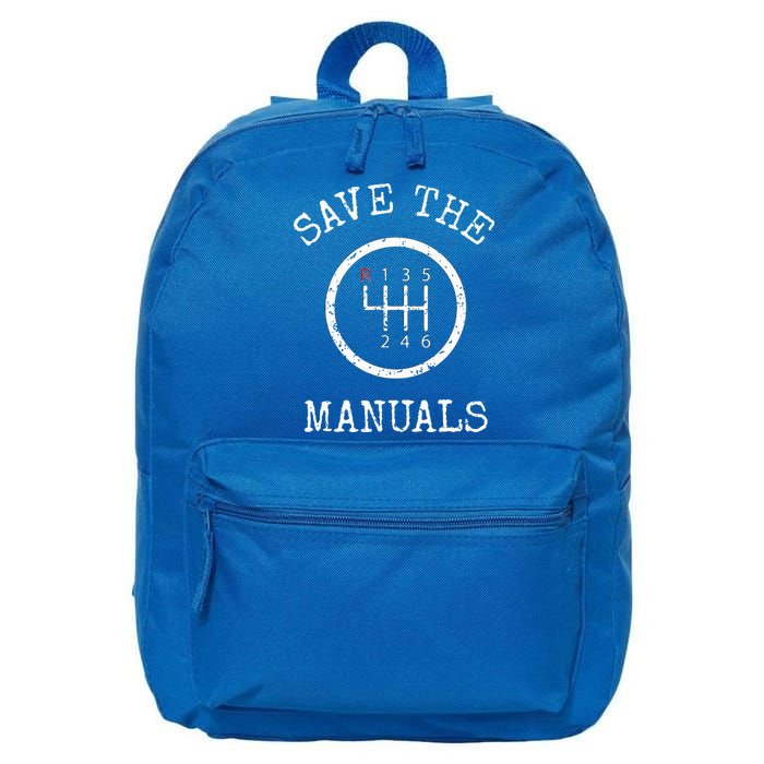 Save The Manuals Stick Shift Car Lover 16 in Basic Backpack