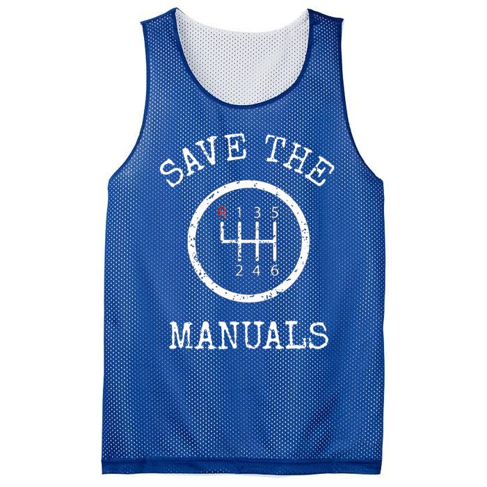 Save The Manuals Stick Shift Car Lover Mesh Reversible Basketball Jersey Tank