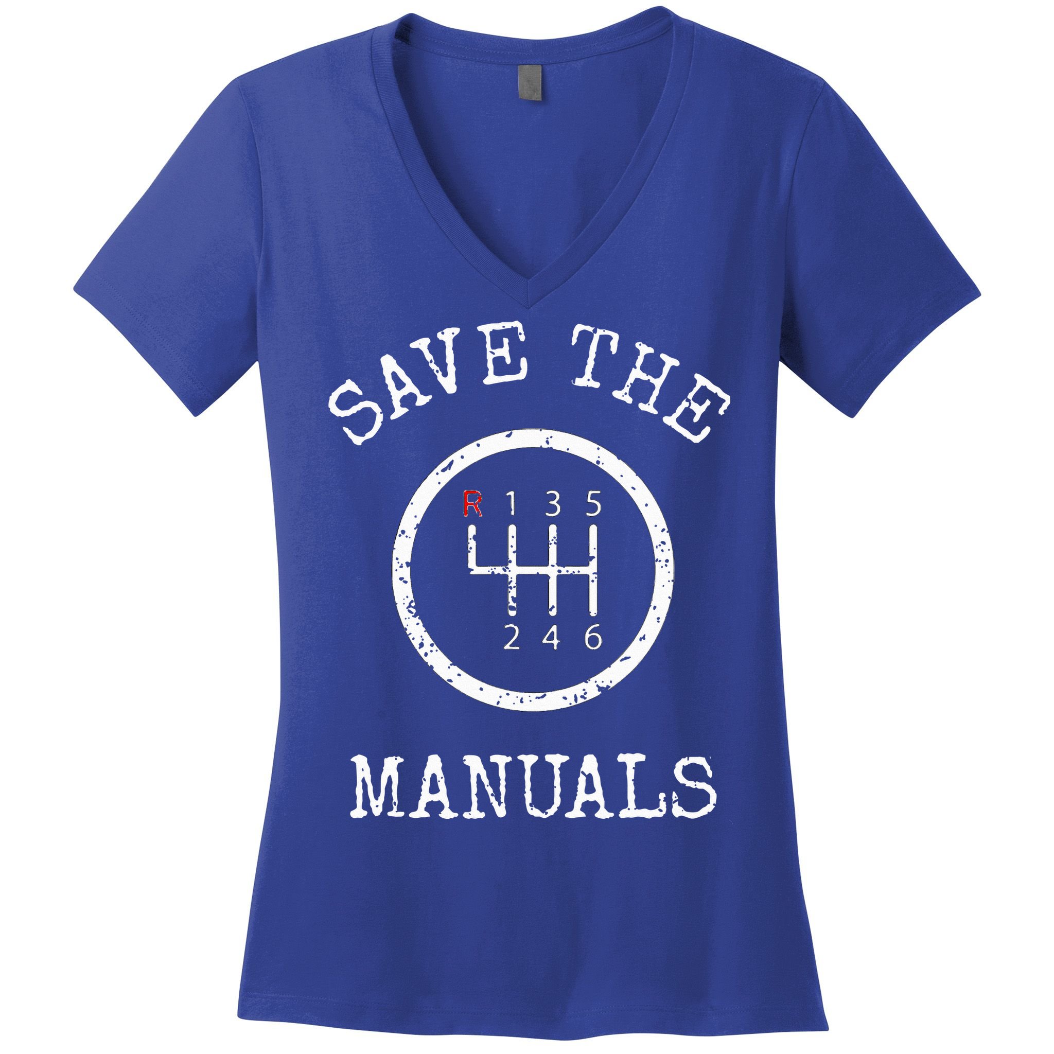 Save The Manuals Stick Shift Car Lover Women's V-Neck T-Shirt