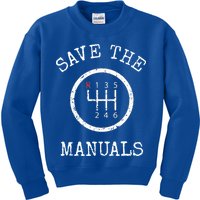 Save The Manuals Stick Shift Car Lover Kids Sweatshirt