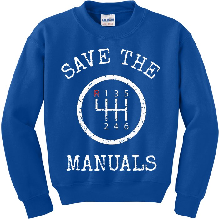 Save The Manuals Stick Shift Car Lover Kids Sweatshirt