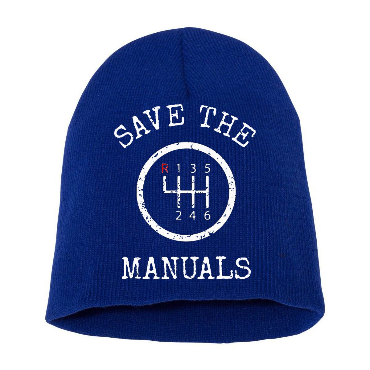 Save The Manuals Stick Shift Car Lover Short Acrylic Beanie