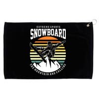 Snowboard The Mountain Are Calling Grommeted Golf Towel