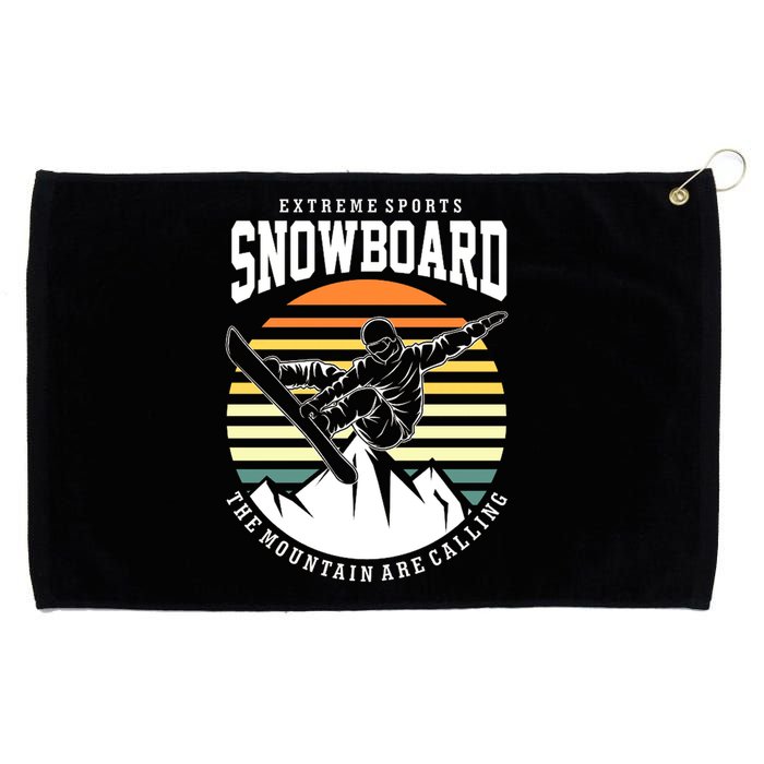 Snowboard The Mountain Are Calling Grommeted Golf Towel