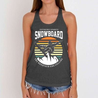 Snowboard The Mountain Are Calling Women's Knotted Racerback Tank