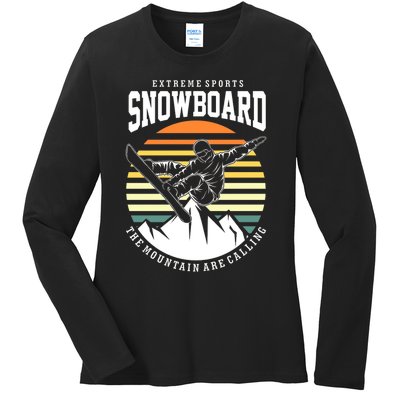 Snowboard The Mountain Are Calling Ladies Long Sleeve Shirt