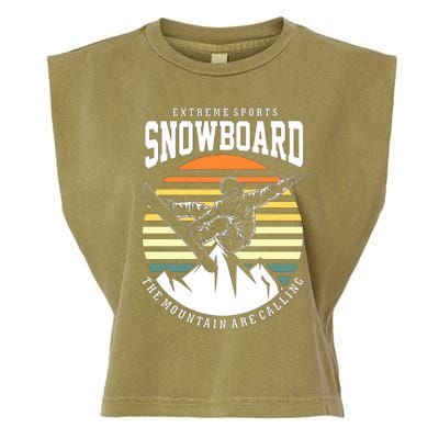 Snowboard The Mountain Are Calling Garment-Dyed Women's Muscle Tee