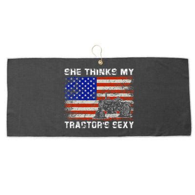 She Thinks My TractorS Sexy Tractor Driver Large Microfiber Waffle Golf Towel