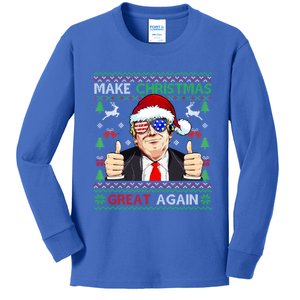 Santa Trump Make Christmas Great Again Xmas Ugly Gift Kids Long Sleeve Shirt