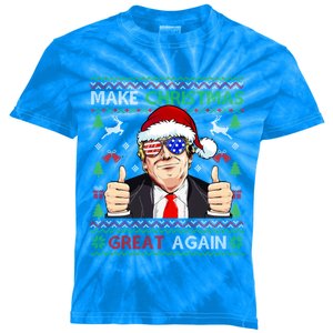 Santa Trump Make Christmas Great Again Xmas Ugly Gift Kids Tie-Dye T-Shirt