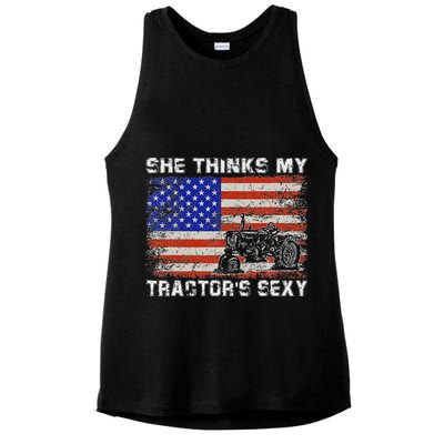 She Thinks My TractorS Sexy Tractor Driver Ladies PosiCharge Tri-Blend Wicking Tank
