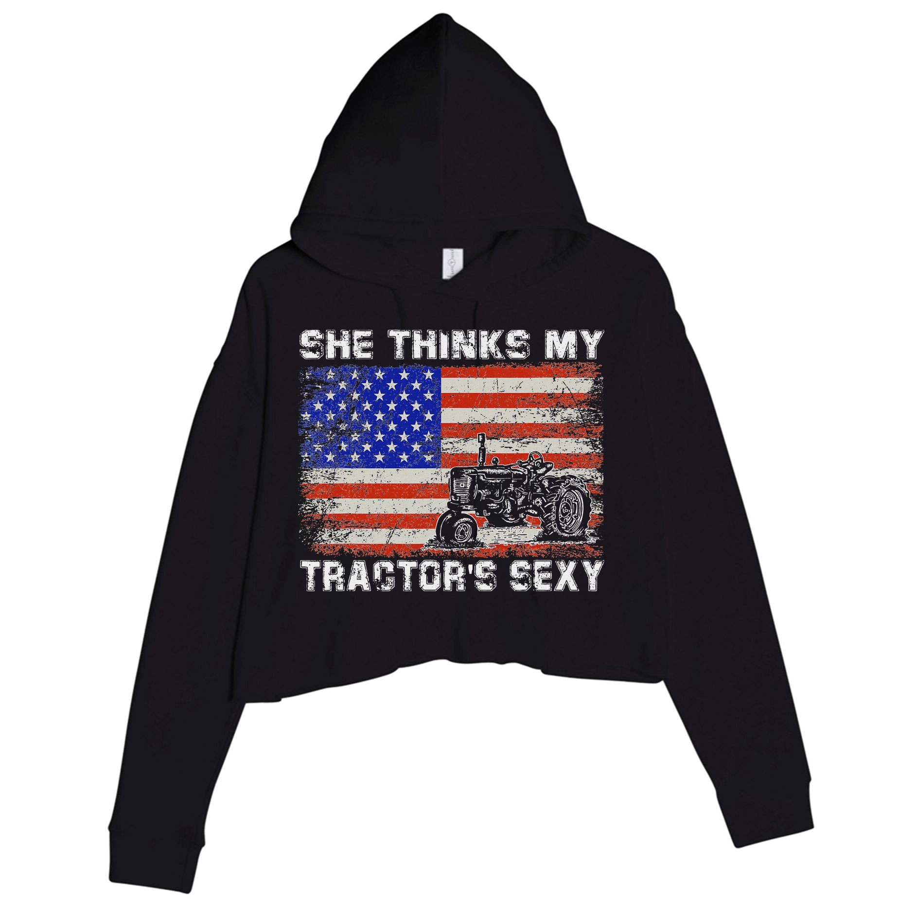 She Thinks My TractorS Sexy Tractor Driver Crop Fleece Hoodie