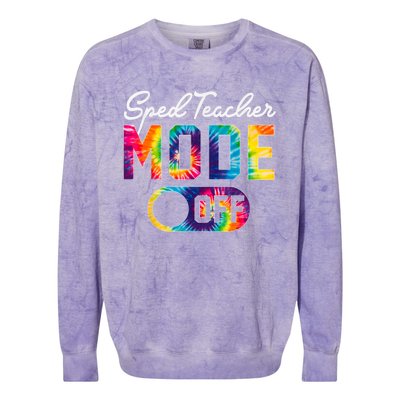 Sped Teacher Mode Off Last Day Of School Tie Dye Summer Colorblast Crewneck Sweatshirt