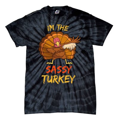 Sassy Turkey Matching Family Group Thanksgiving Tie-Dye T-Shirt