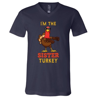 Sister Turkey Matching Family Group Thanksgiving Gifts V-Neck T-Shirt