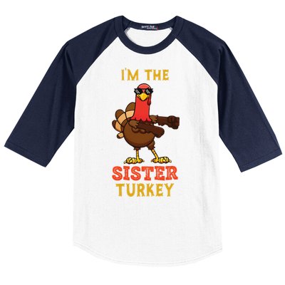 Sister Turkey Matching Family Group Thanksgiving Gifts Baseball Sleeve Shirt