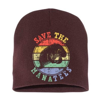 Save The Manatees Manatee Lover Zookeeper Marine Biologist Short Acrylic Beanie