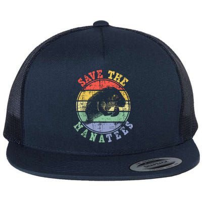 Save The Manatees Manatee Lover Zookeeper Marine Biologist Flat Bill Trucker Hat