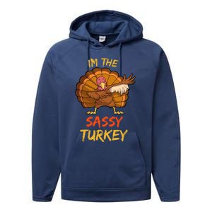 Sassy Turkey Matching Family Group Thanksgiving Party Pajama Performance Fleece Hoodie