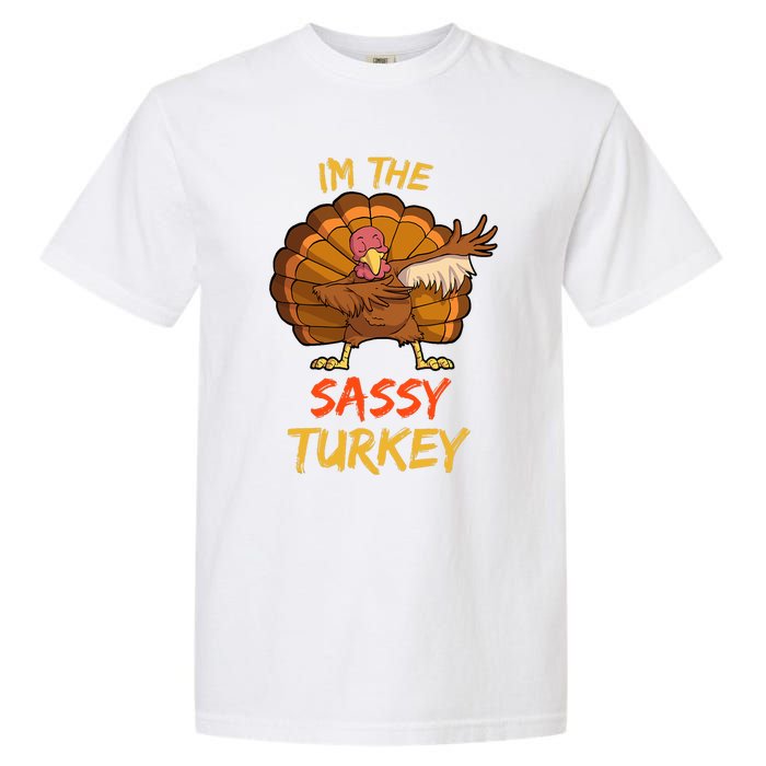 Sassy Turkey Matching Family Group Thanksgiving Party Pajama Garment-Dyed Heavyweight T-Shirt