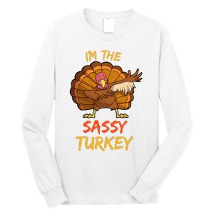 Sassy Turkey Matching Family Group Thanksgiving Party Pajama Long Sleeve Shirt