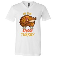 Sassy Turkey Matching Family Group Thanksgiving Party Pajama V-Neck T-Shirt