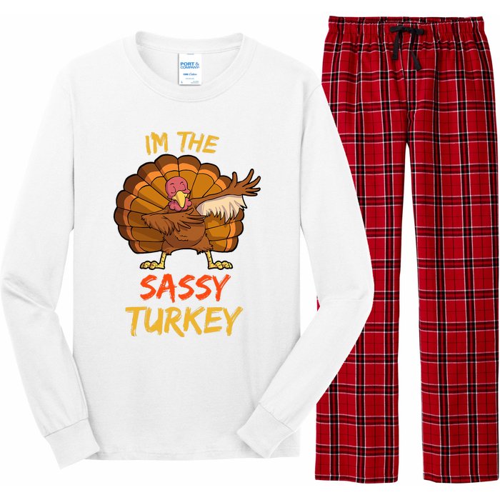 Sassy Turkey Matching Family Group Thanksgiving Party Pajama Long Sleeve Pajama Set