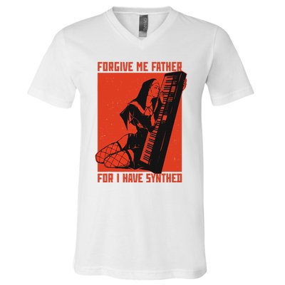 Synth Techno Music Funny Synthesizer V-Neck T-Shirt