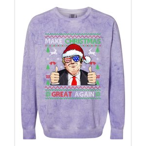 Santa Trump Make Christmas Great Again Xmas Ugly Gift Colorblast Crewneck Sweatshirt