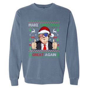 Santa Trump Make Christmas Great Again Xmas Ugly Gift Garment-Dyed Sweatshirt