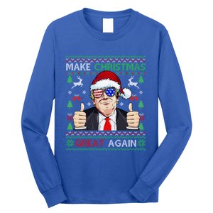 Santa Trump Make Christmas Great Again Xmas Ugly Gift Long Sleeve Shirt