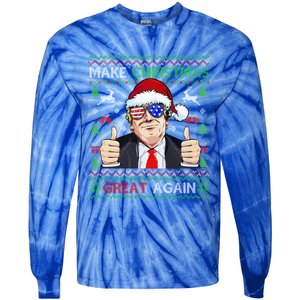 Santa Trump Make Christmas Great Again Xmas Ugly Gift Tie-Dye Long Sleeve Shirt