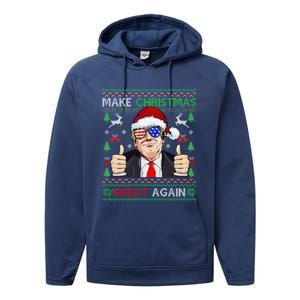 Santa Trump Make Christmas Great Again Xmas Ugly Gift Performance Fleece Hoodie