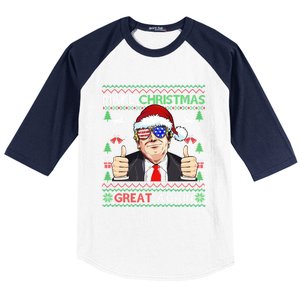 Santa Trump Make Christmas Great Again Xmas Ugly Gift Baseball Sleeve Shirt