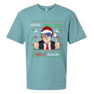 Santa Trump Make Christmas Great Again Xmas Ugly Gift Sueded Cloud Jersey T-Shirt