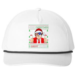 Santa Trump Make Christmas Great Again Ugly Sweater Snapback Five-Panel Rope Hat