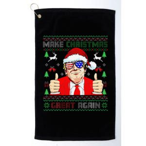 Santa Trump Make Christmas Great Again Ugly Sweater Platinum Collection Golf Towel