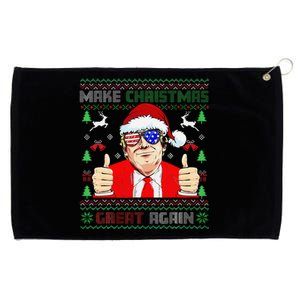 Santa Trump Make Christmas Great Again Ugly Sweater Grommeted Golf Towel