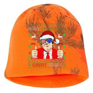 Santa Trump Make Christmas Great Again Ugly Sweater Kati - Camo Knit Beanie