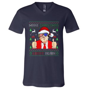 Santa Trump Make Christmas Great Again Ugly Sweater V-Neck T-Shirt