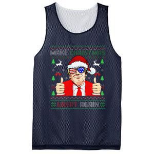 Santa Trump Make Christmas Great Again Ugly Sweater Mesh Reversible Basketball Jersey Tank