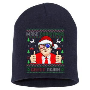 Santa Trump Make Christmas Great Again Ugly Sweater Short Acrylic Beanie