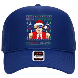 Santa Trump Make Christmas Great Again Ugly Sweater High Crown Mesh Back Trucker Hat