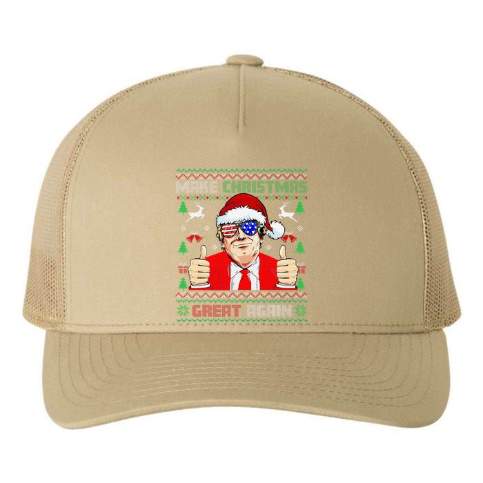 Santa Trump Make Christmas Great Again Ugly Sweater Yupoong Adult 5-Panel Trucker Hat