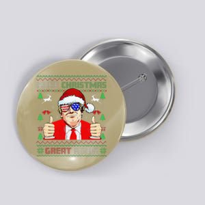 Santa Trump Make Christmas Great Again Ugly Sweater Button