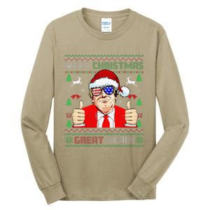 Santa Trump Make Christmas Great Again Ugly Sweater Tall Long Sleeve T-Shirt