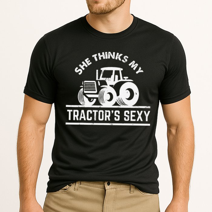 She Thinks My Tractor's Sexy Funny Farmer Cooling Performance Crew T-Shirt