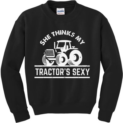She Thinks My Tractor's Sexy Funny Farmer Kids Sweatshirt