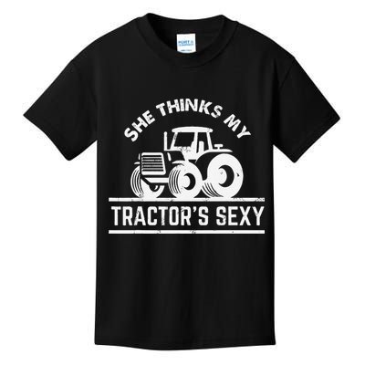 She Thinks My Tractor's Sexy Funny Farmer Kids T-Shirt