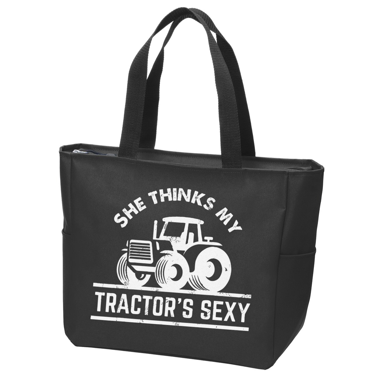 She Thinks My Tractor's Sexy Funny Farmer Zip Tote Bag